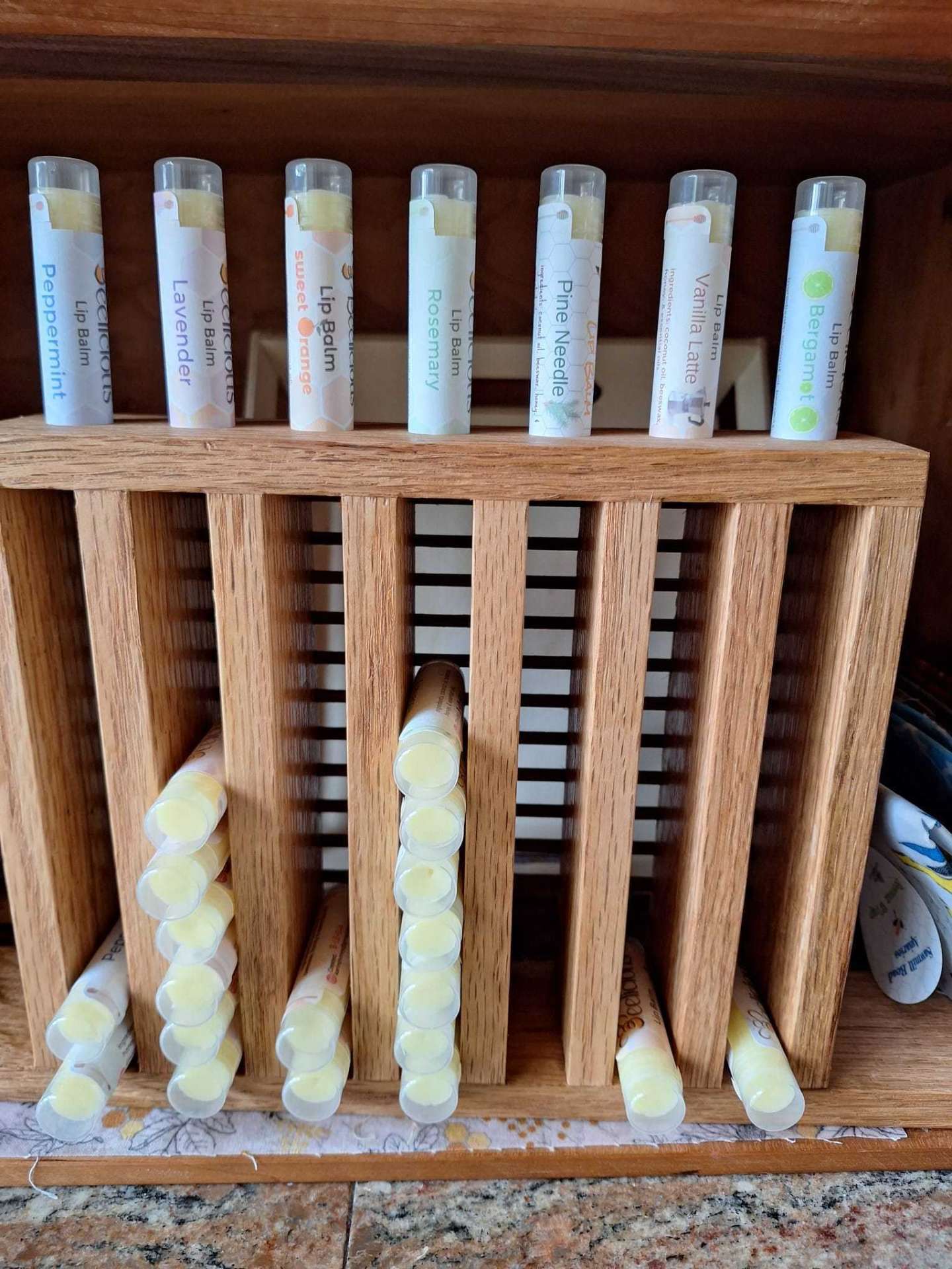Hand-poured lip balms in seven flavors